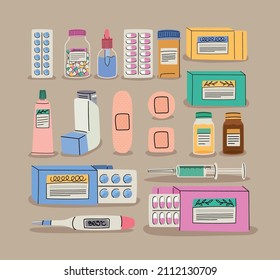 set of nice medicine items
