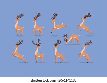 set of nice nine reindeer