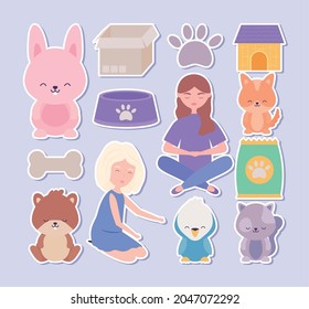 set of nice pets icons