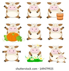 set of Nice vector cartoon cows
