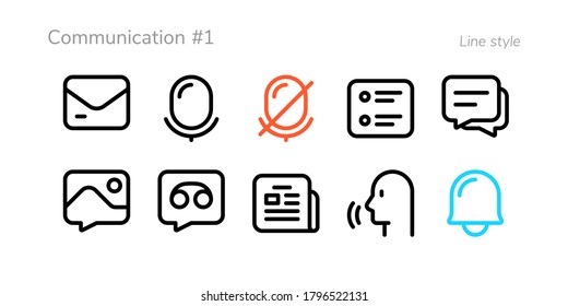 A set of nifty outline communication icons for web or app interface and presentation projects (Volume #1)