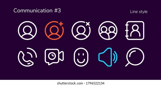 A set of nifty outline communication icons for web or app interface and presentation projects (Volume #3)