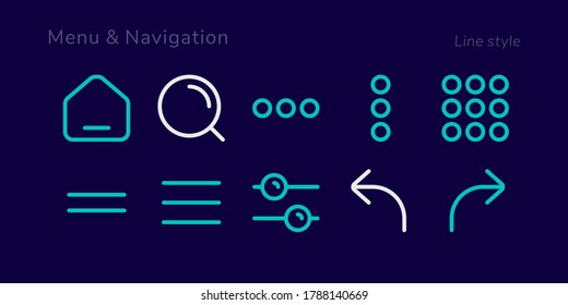 A Set Of Nifty Outline Menu And Navigation Icons For Web Or App Interface And Presentation Projects