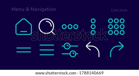 A set of nifty outline menu and navigation icons for web or app interface and presentation projects