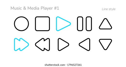 A set of nifty outline music & multimedia player icons for web or app interface and presentation projects (Volume #1)