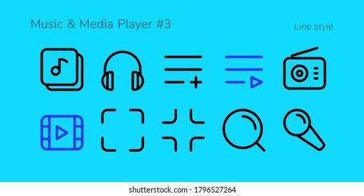 A set of nifty outline music & multimedia player icons for web or app interface and presentation projects (Volume #3)