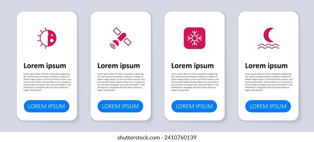 Set Night fog or smoke, Snowflake, Satellite and Day night cycle. Business infographic template. Vector