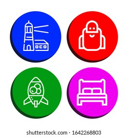 Set of night icons. Such as Lighthouse, Wise, Lava lamp, Bed , night icons