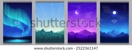 Similar – Image, Stock Photo Aurora over trees in winter in Kuusamo, Finland