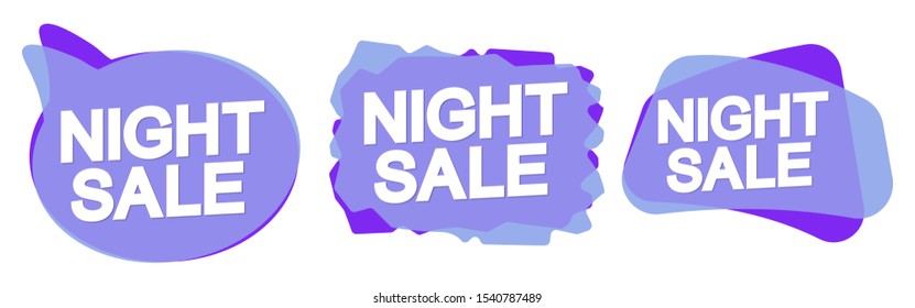 Set Night Sale bubble banners design template, discount tags, app icons, vector illustration