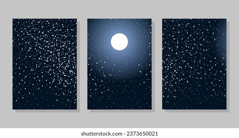 Set of night sky background, frames. Moon and stars. Vector illustration.
Social media banner template for stories, posts, blogs, cards, invitations.