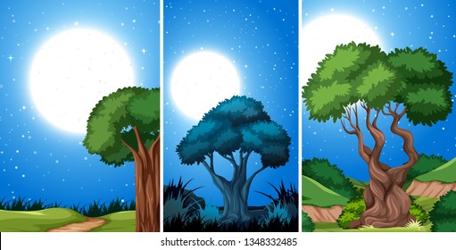 Set of night template illustration
