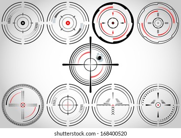 Set Of Nine Abstract Cross Hairs 