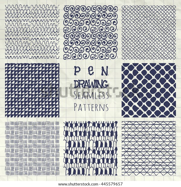 Set Nine Abstract Pen Drawing Sketched: เวกเตอร์สต็อก (ปลอดค่าลิขสิทธิ์ ...
