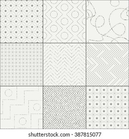 Set of nine abstract seamless patterns