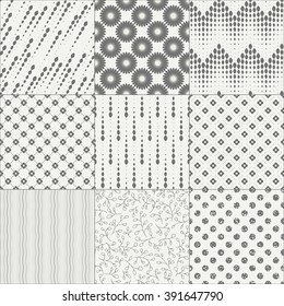 Set of nine abstract seamless patterns
