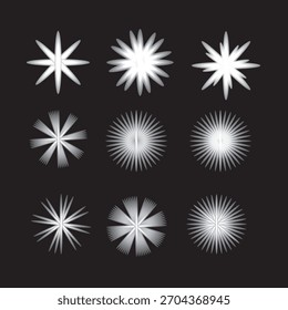 Un conjunto de nueve diseños abstractos de efecto de luz de estallido estelar