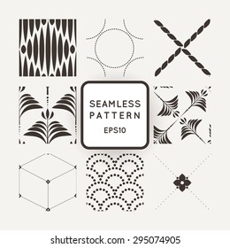 Set of nine abstract vector seamless patterns