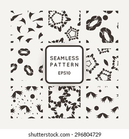 Set of nine abstract vector seamless patterns