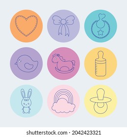 set of nine baby items