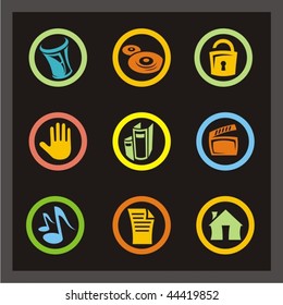 A set of nine basic web icons.