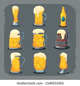 set of nine beer mugs