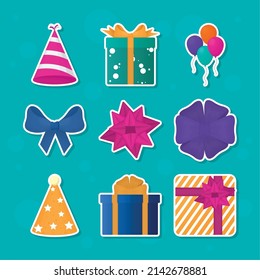 conjunto de nueve elementos de cumpleaños