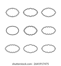 A set of nine black and white decorative frames.