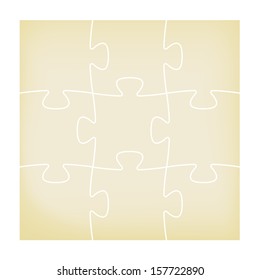 Set of nine blank isolated puzzle pieces / The paper puzzle / The  jigsaw 