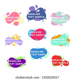 Set of nine bright trendy modern graphic liquid elements isolated on white