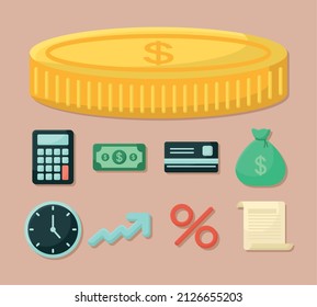 set of nine business items