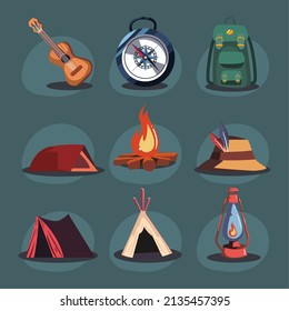 set of nine camp items