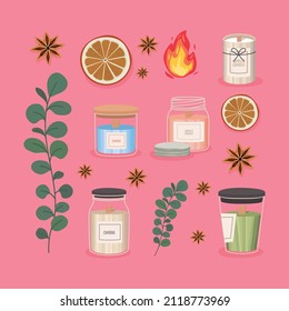 set of nine candle items