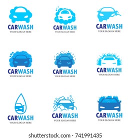 Set Of Nine Car Wash Icons