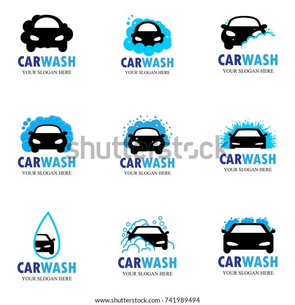 set of nine car wash\
icons