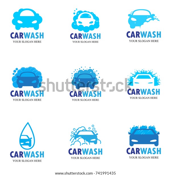 set of nine car wash\
icons