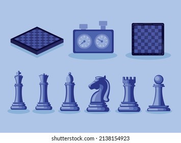 set of nine chess icons