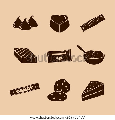 set of nine chocolate symbols