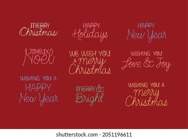 set of nine christams phrases