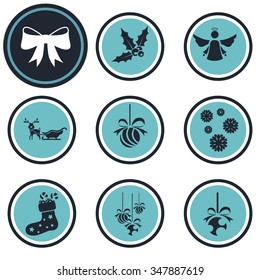 Set of nine Christmas icons web and mobile