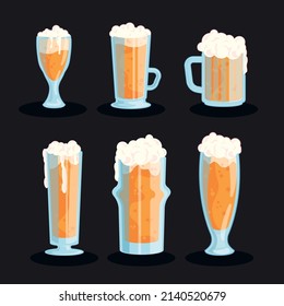 conjunto de nueve tazas claras de cerveza