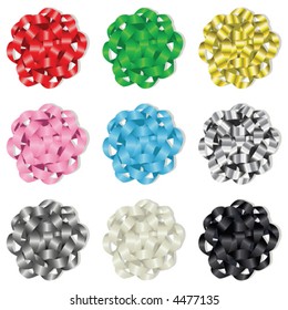 Set of nine colored gift bows