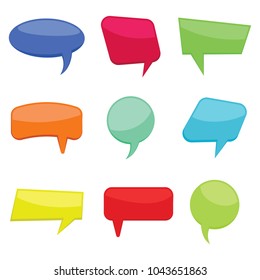 Set of nine colorful cartoon comic balloons speech bubbles without phrases. Vector illustration.
