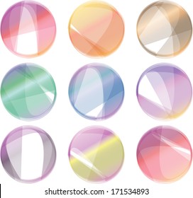 Set of nine colorful round buttons - Flat design - Banners and Labels - vector stickers