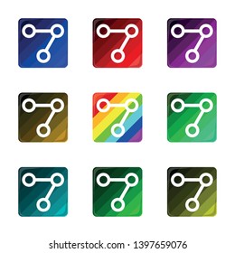Set of nine colorful track emblems. PCB track emblems, badges and logo patches. 