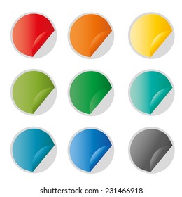 Set of nine colorful vector stickers