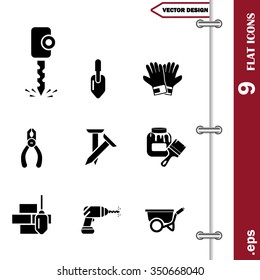 Set of  nine construction icons