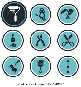 Set of  nine construction icons