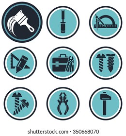 Set of  nine construction icons