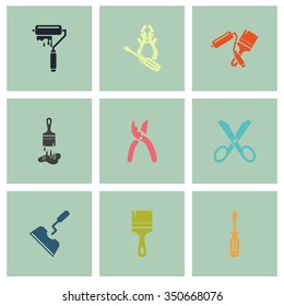 Set of  nine construction icons
